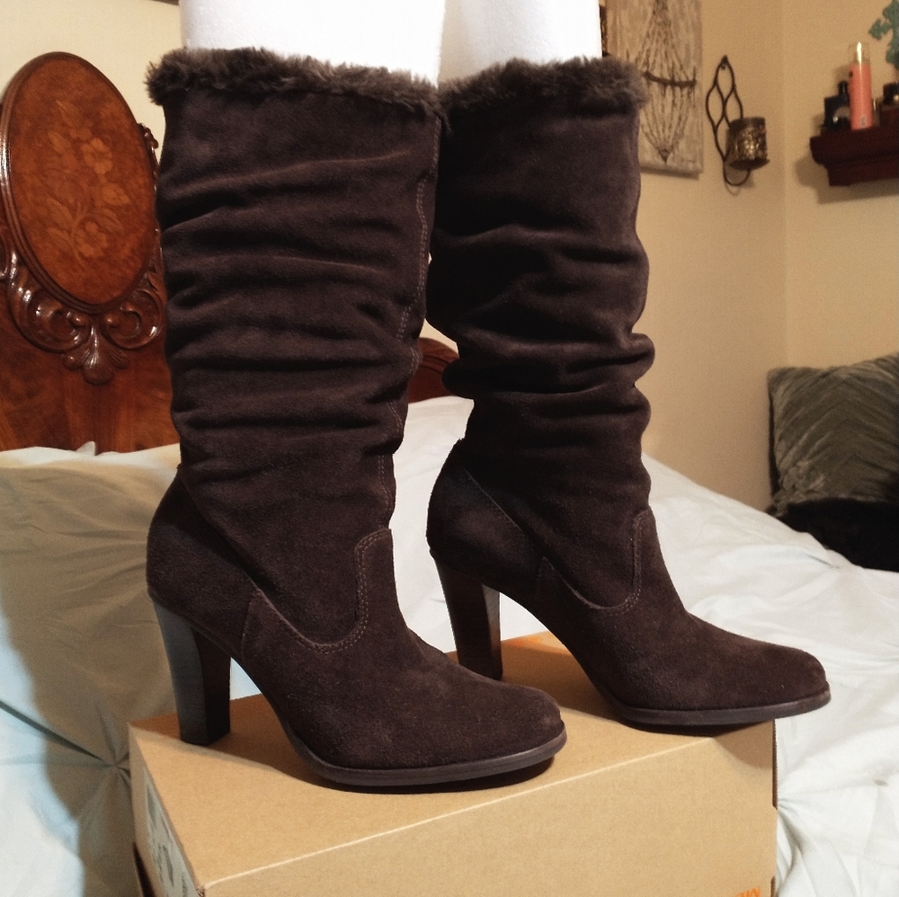 Brown suede boots